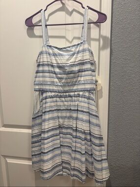 Womens' Sleeveless Blue & White Striped Casual Sundress